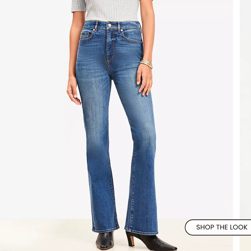 LOFT Women's Mid Blue Flare Jeans - Picture 2 of 11